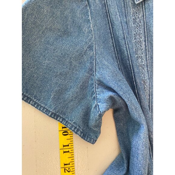 Robbie Bee Denim Button-Down Dress Short Sleeve 100% Cotton Blue Size 14 - Picture 11 of 12